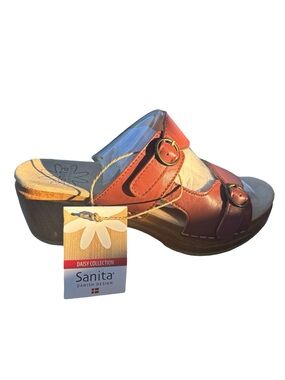 Sanita Daisy Deanna Brown Leather Clog Sandals EU 37 US 6.5, 7 NWT Danish Design